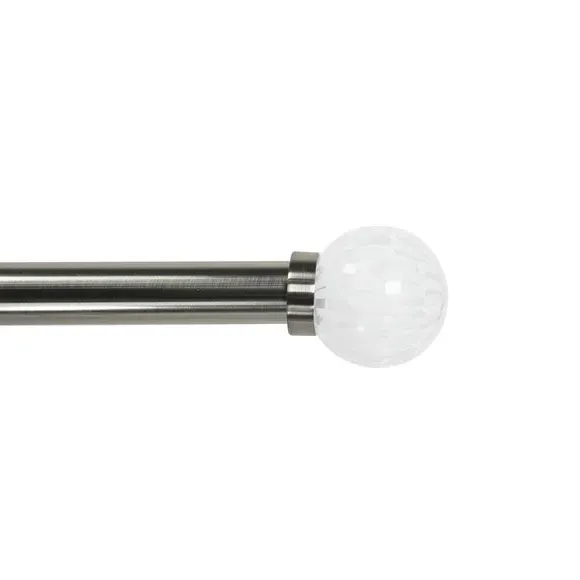Extendable Curtain Pole with Glass Finial - Silver image