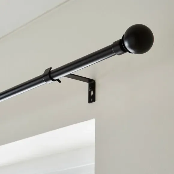 Extendable Curtain Pole with Globe Finial - Black image