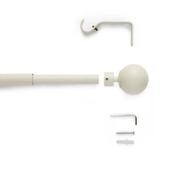Extendable Curtain Pole with Globe Finial - White
