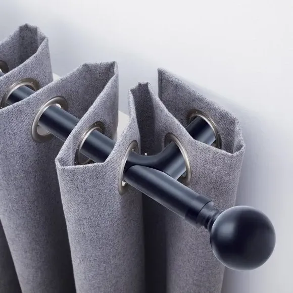 Extendable Curtain Pole with Light Block - Black image