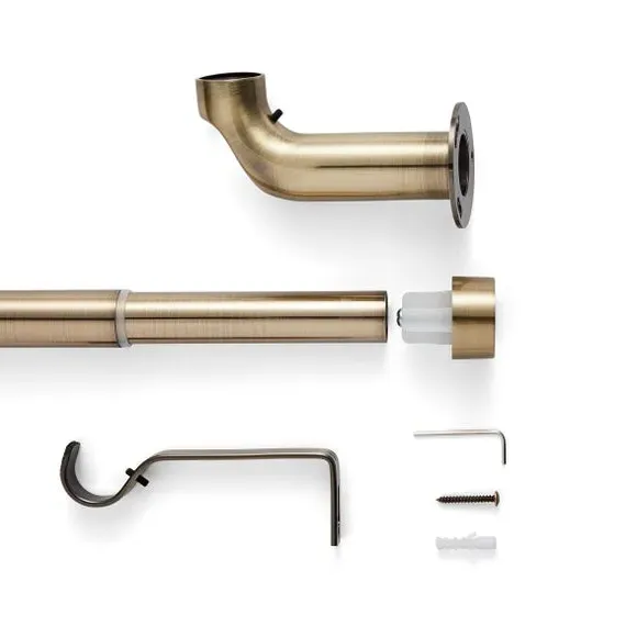 Extendable Curtain Pole with Light Block - Brass