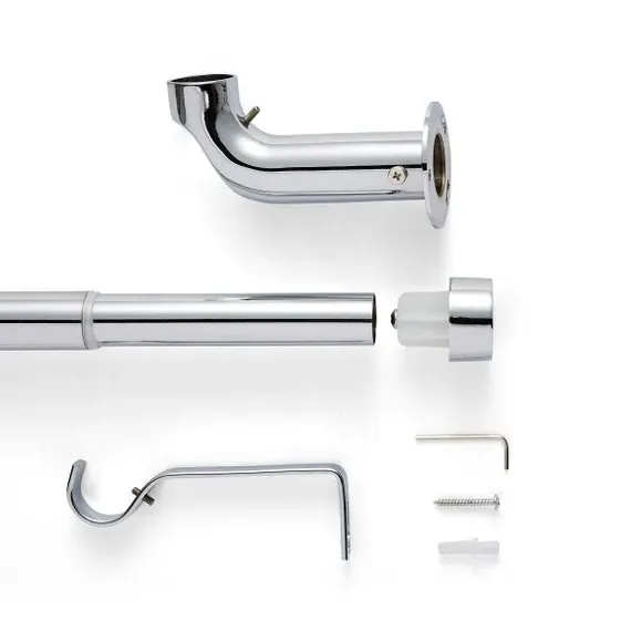 Extendable Curtain Pole with Light Block - Chrome