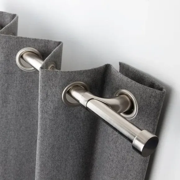 Extendable Curtain Pole with Light Block - Satin Steel