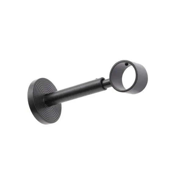 Extendable Curtain Pole with Ribbed Detail - Black