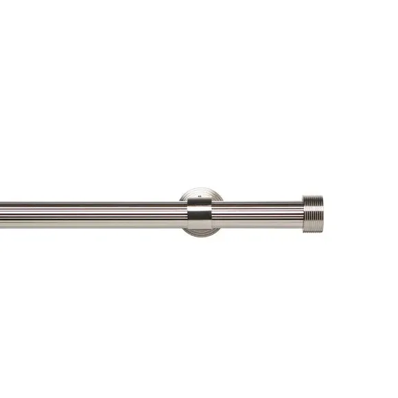 Extendable Curtain Pole with Ribbed Detail - Satin Steel