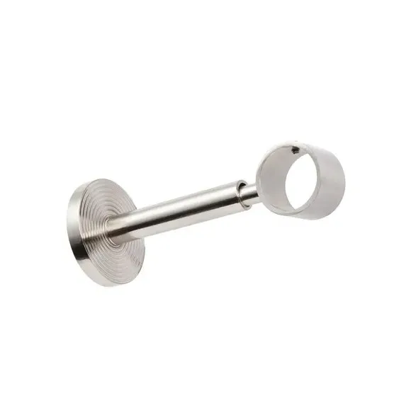 Extendable Curtain Pole with Ribbed Detail - Satin Steel