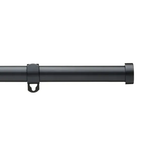 Extendable Curtain Pole with Rings - Black, Metal