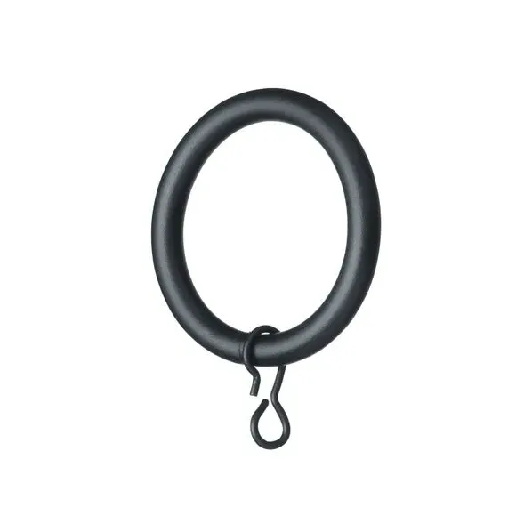 Extendable Curtain Pole with Rings - Black, Metal