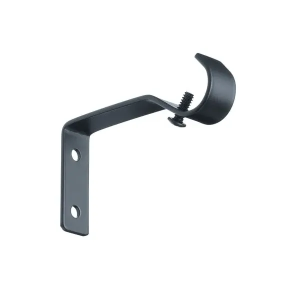 Extendable Curtain Pole with Rings - Black, Metal