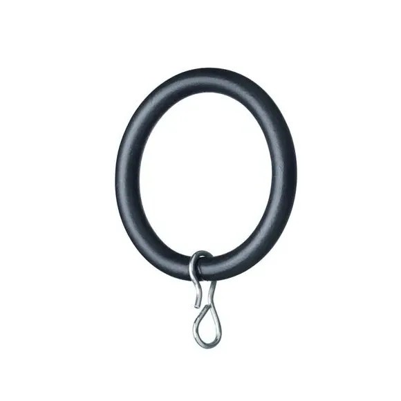 Extendable Curtain Pole with Rings - Black, Metal