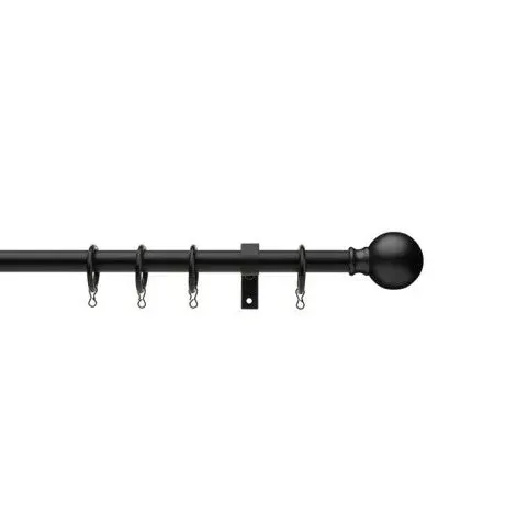 Extendable Curtain Pole with Rings - Black, Metal