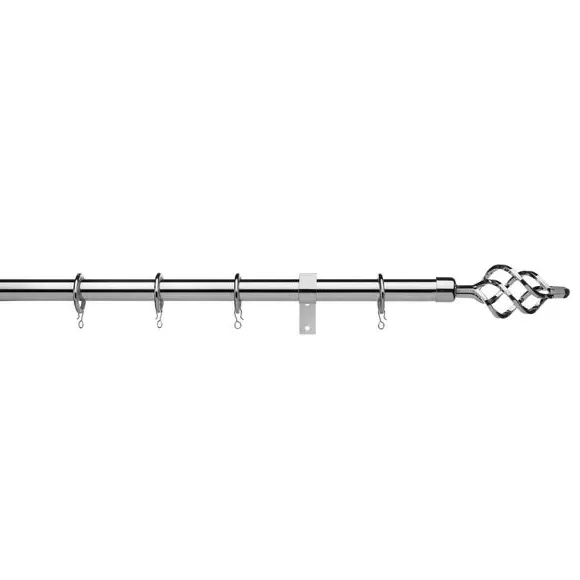 Extendable Curtain Pole with Rings - Chrome, Metal image