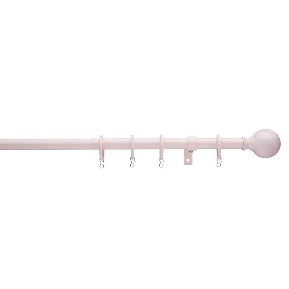 Extendable Curtain Pole with Rings - Pink, Metal image