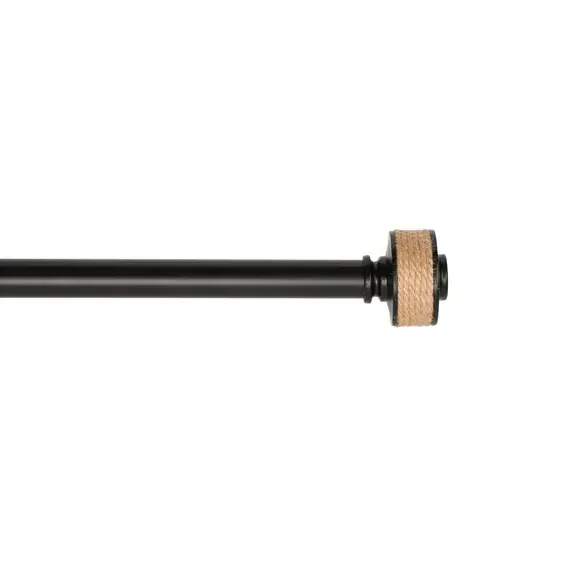 Extendable Curtain Pole with Rope Finial - Black image