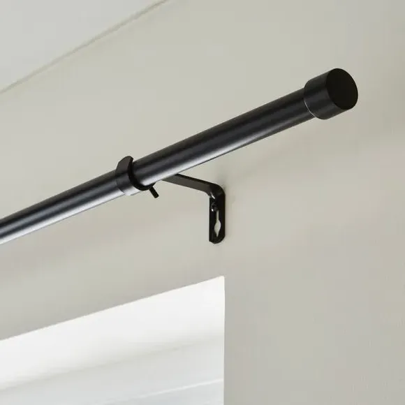 Extendable Curtain Pole with Stud Finial - Black image