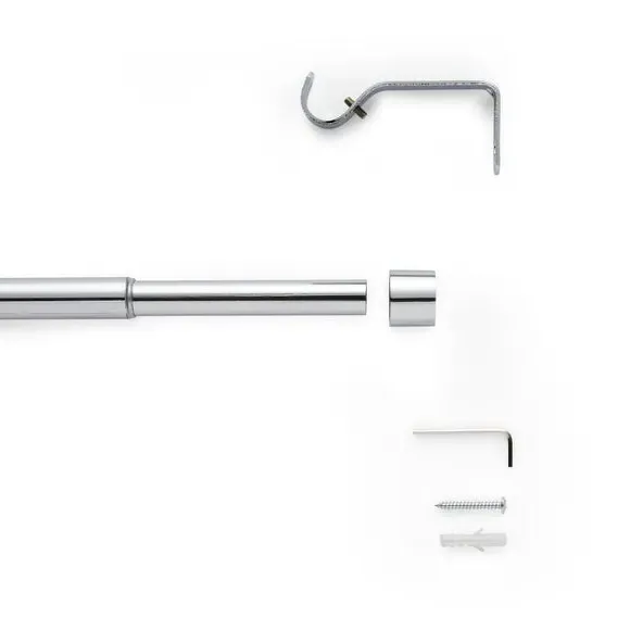 Extendable Curtain Pole with Stud Finial - Chrome