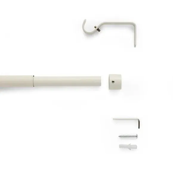Extendable Curtain Pole with Stud Finial - White