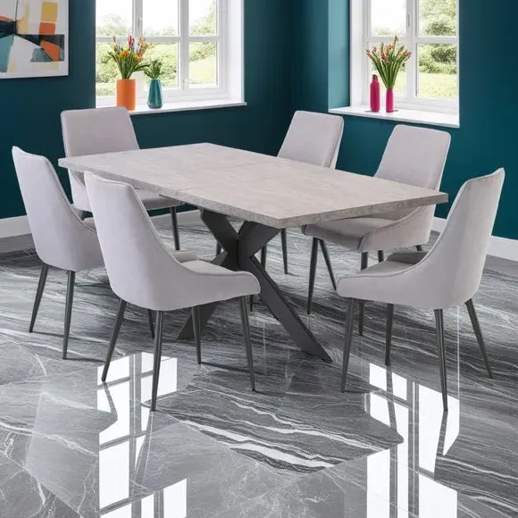 Extendable Dining Table - Light Grey, Melamine image