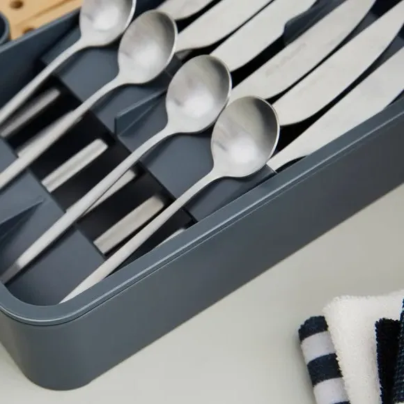 Extendable Drawer Organizer with Storage - Black