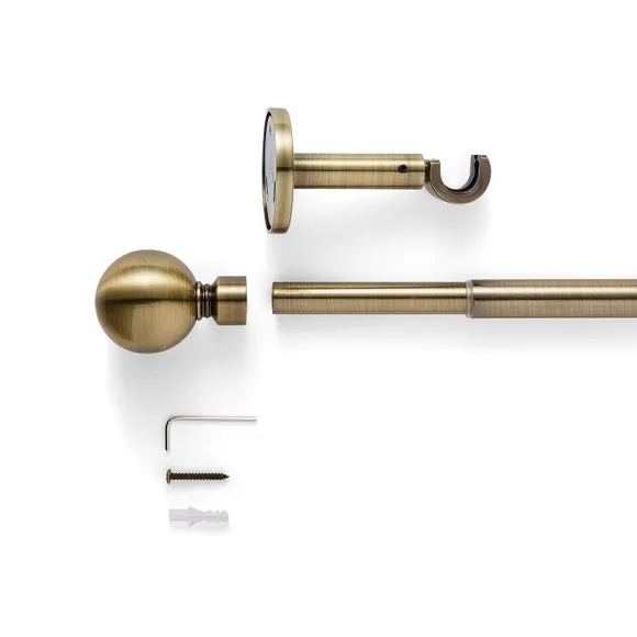 Extendable Eyelet Curtain Pole - Antique Brass, Metal