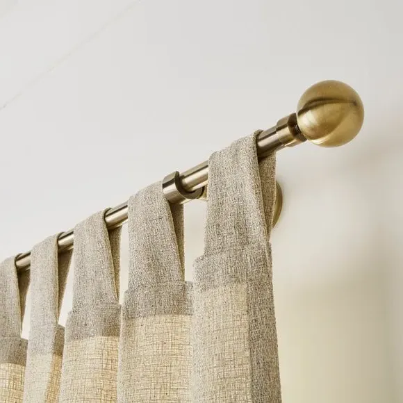 Extendable Eyelet Curtain Pole - Antique Brass, Metal