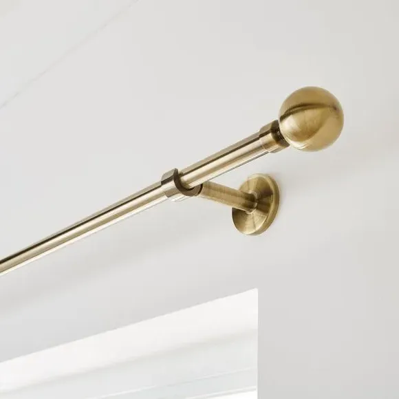 Extendable Eyelet Curtain Pole - Antique Brass, Metal image