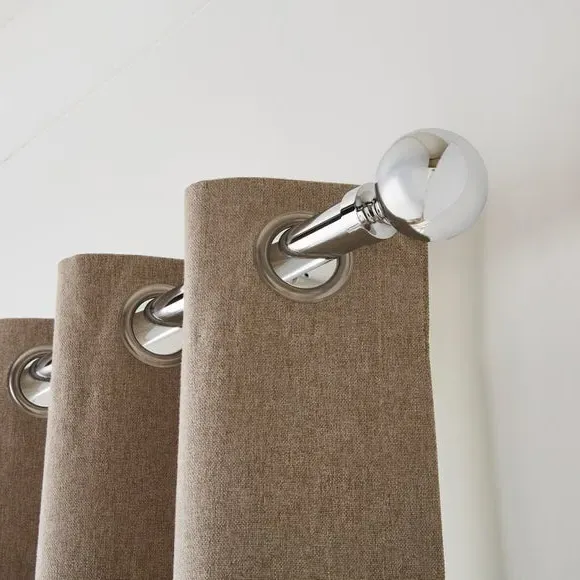 Extendable Eyelet Curtain Pole - Chrome, Metal