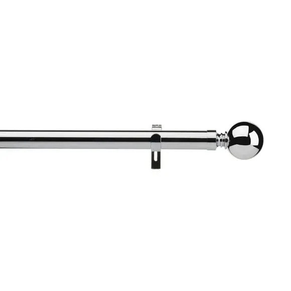 Extendable Eyelet Curtain Pole - Chrome, Metal