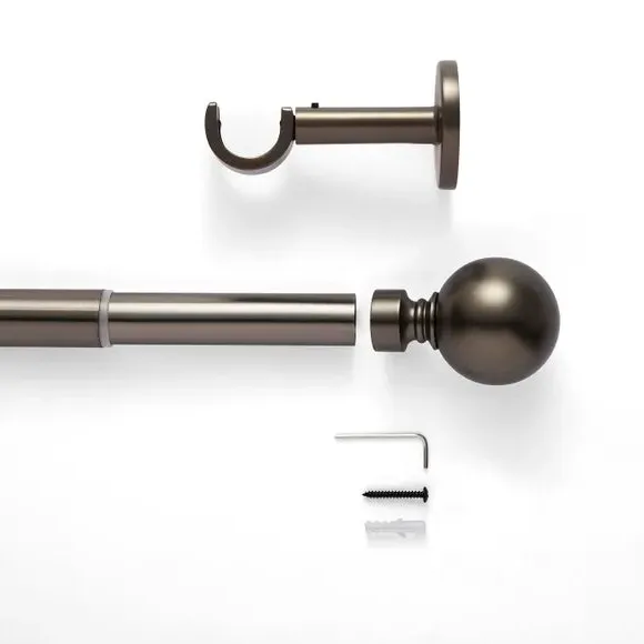 Extendable Eyelet Curtain Pole - Gunmetal, Metal