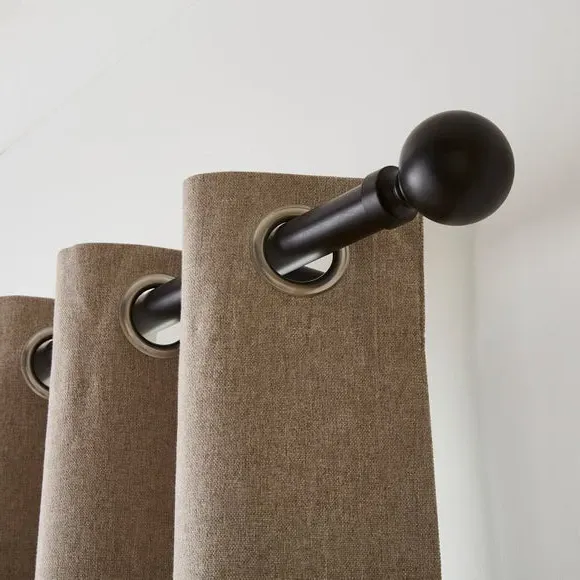 Extendable Eyelet Curtain Pole - Matt Black, Metal