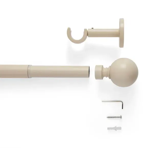 Extendable Eyelet Curtain Pole - Natural, Metal