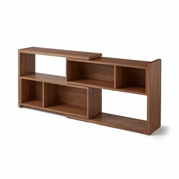 Extendable Low Bookcase - Walnut Effect