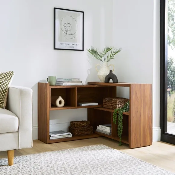 Extendable Low Bookcase - Walnut Effect