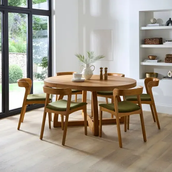 Extendable Round Dining Table - Dark Wood