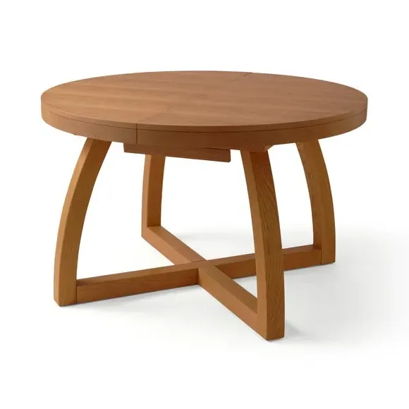 Extendable Round Dining Table - Dark Wood