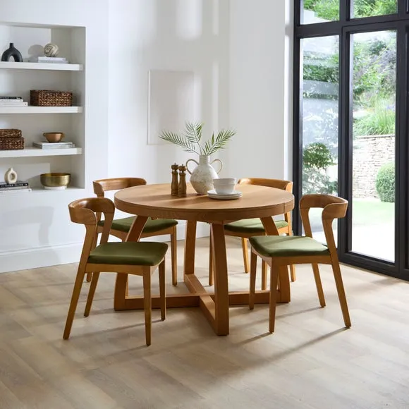 Extendable Round Dining Table - Dark Wood image