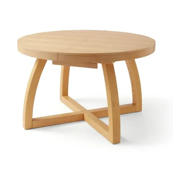 Extendable Round Dining Table - Oak Wood