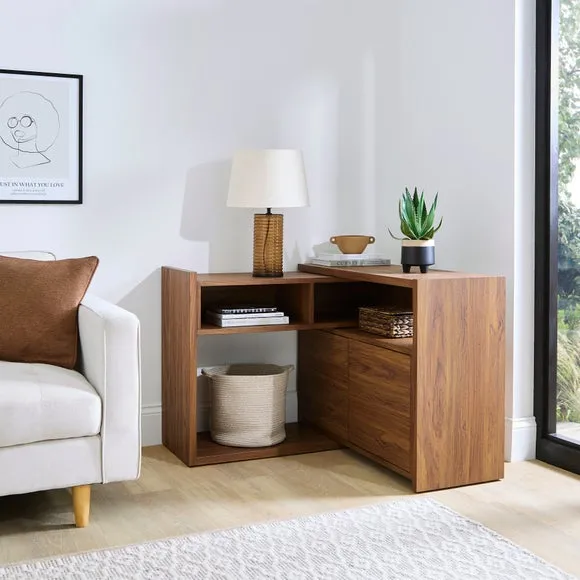 Extendable Sideboard with Storage - Walnut Effect