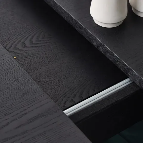 Extending Dining Table with Storage - Black, Wood