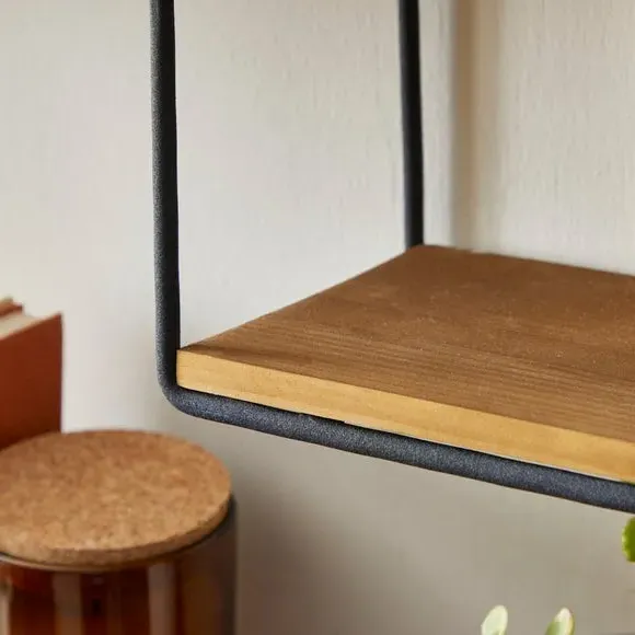 Extra Large Circle Shelf - Black, Wire & Wood