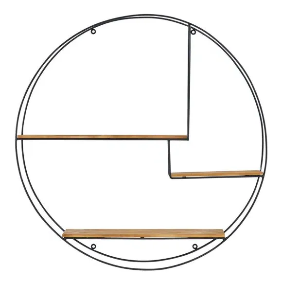Extra Large Circle Shelf - Black, Wire & Wood