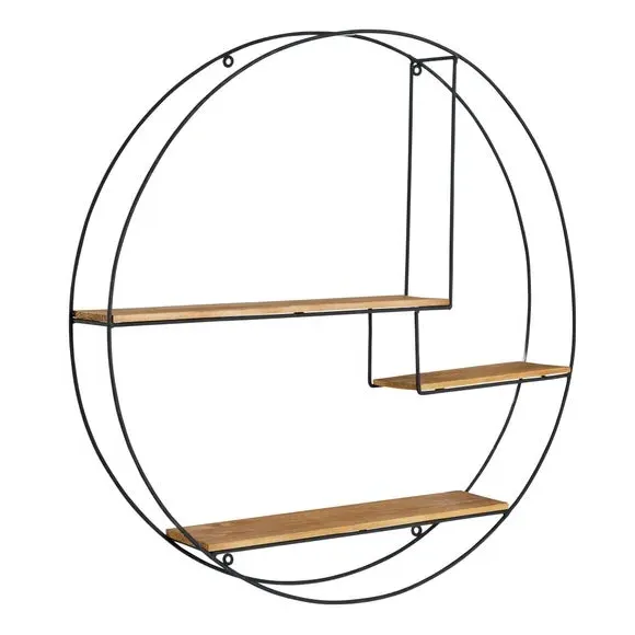 Extra Large Circle Shelf - Black, Wire & Wood