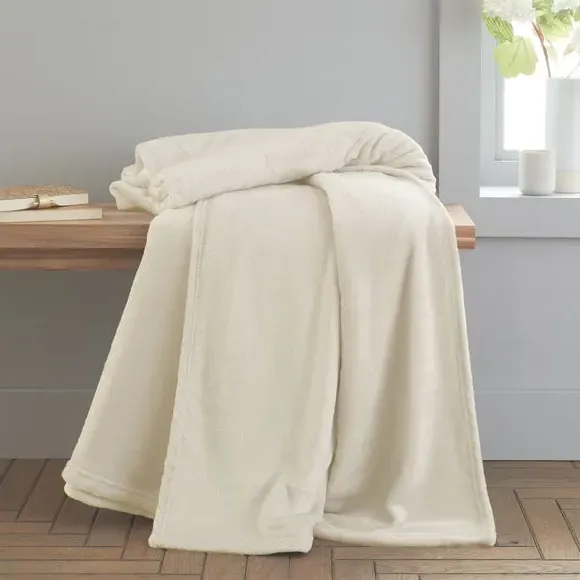 Extra Large Throw Blanket - Cream, Polyester