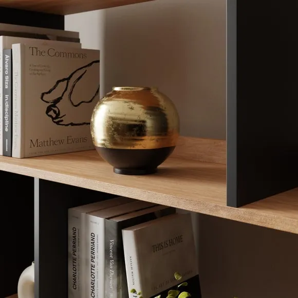 Extra Wide Bookcase with Cupboards - Black