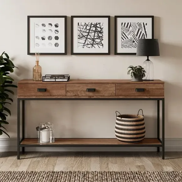 Extra Wide Console Table with Drawers - Pine image