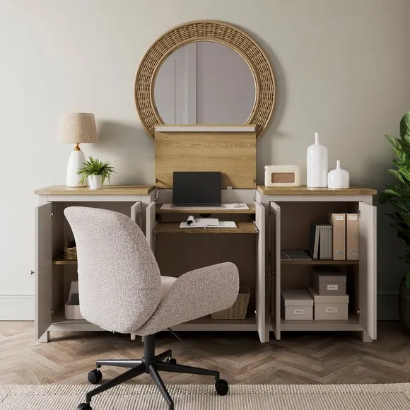 Extra Wide Sideboard with Desk - Stone, Wood