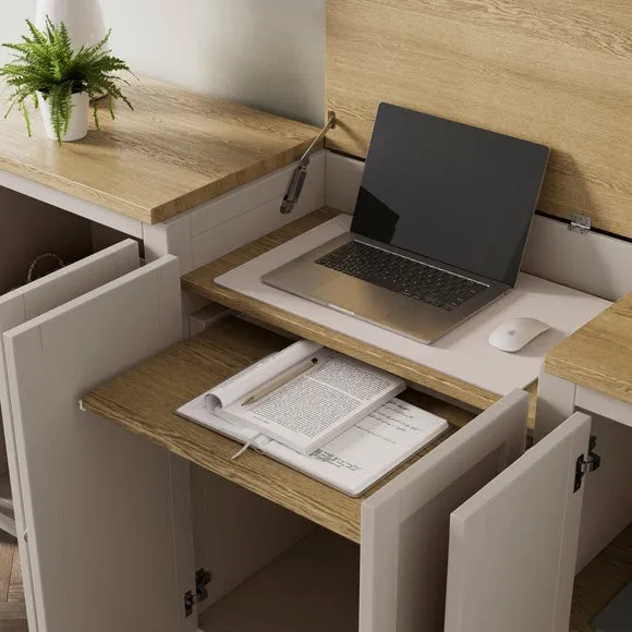 Extra Wide Sideboard with Desk - Stone, Wood