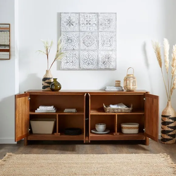 Extra Wide Sideboard with Storage - Dark, Mango Wood