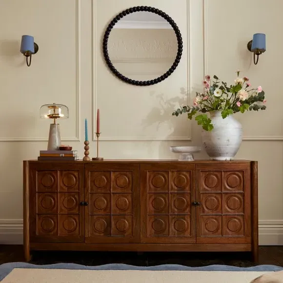 Extra Wide Sideboard with Storage - Dark, Mango Wood