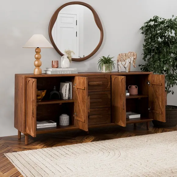 Extra Wide Sideboard with Storage - Dark Wood